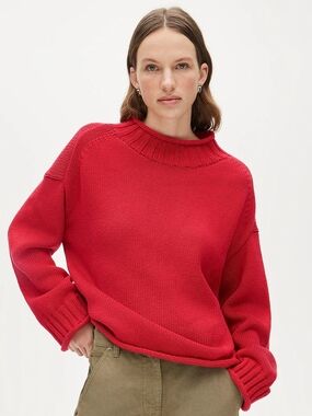 New! J. Crew 2025 Rollneck Sweater in Vintage Ruby S